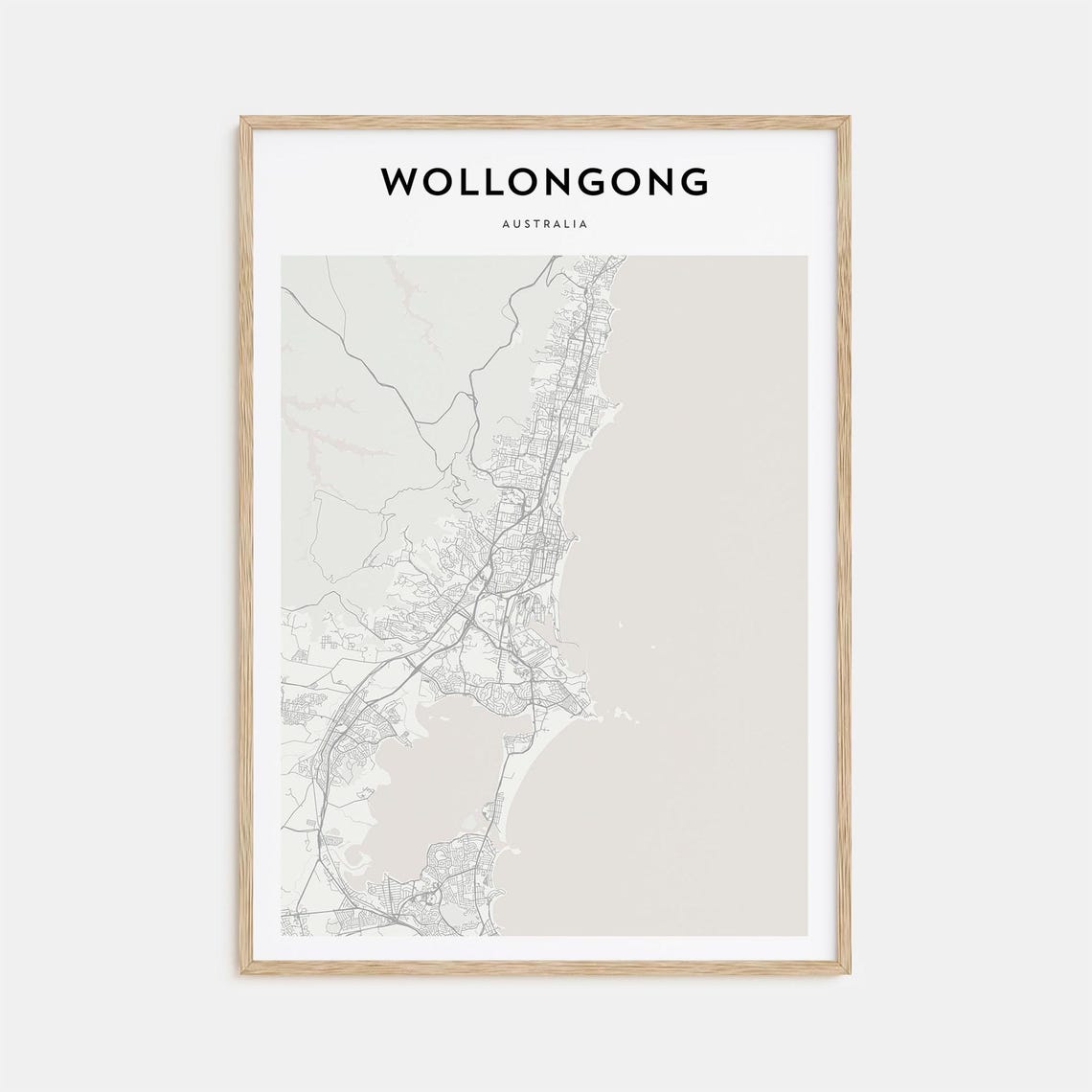 Wollongong Australia Personalized Minimalist Beige City Map Poster