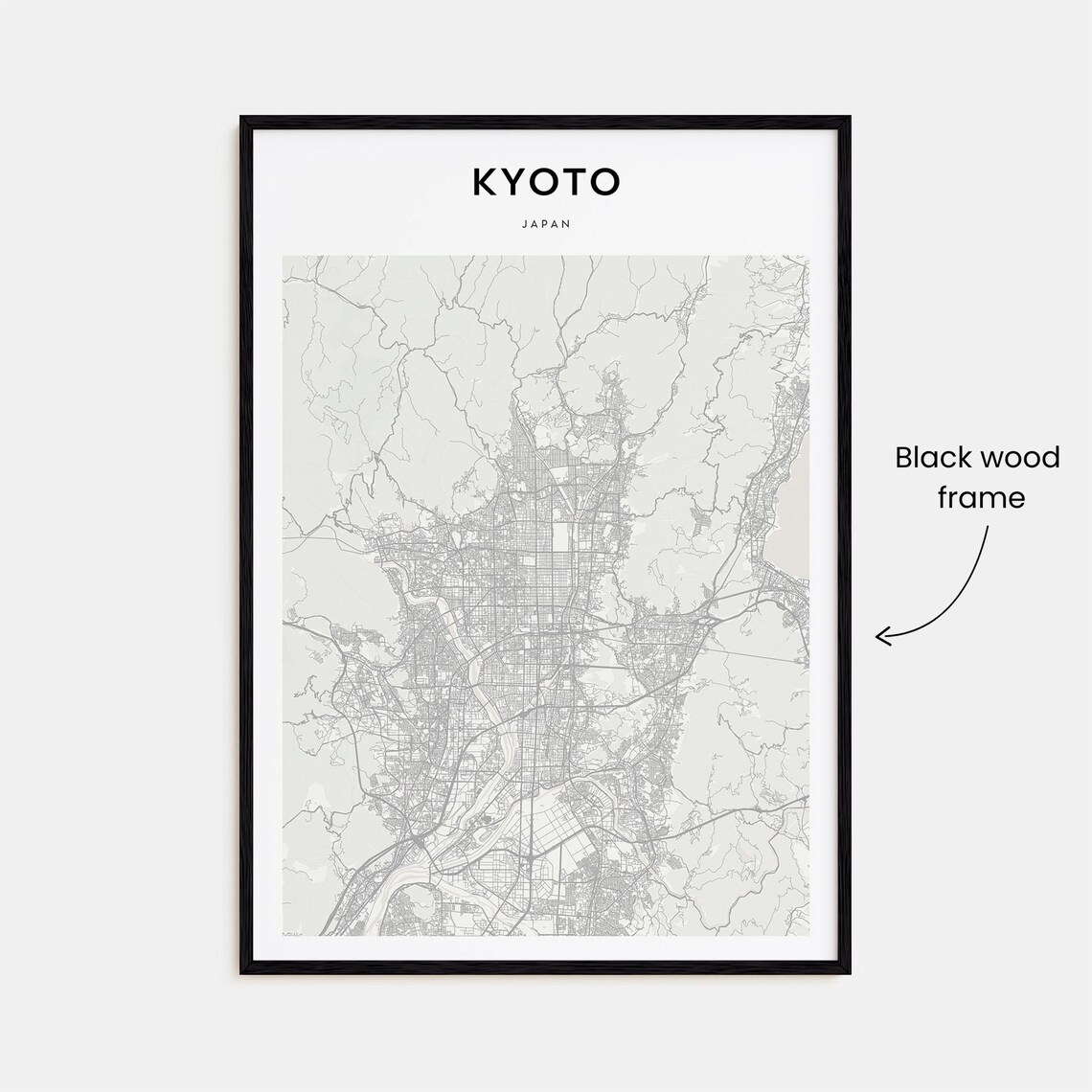Kyoto Japan Minimalist City Street Map Beige Asia Travel Poster - Image 3