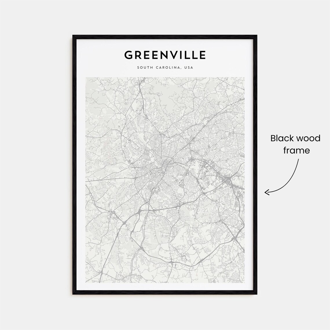 Greenville South Carolina, USA Minimalist Street Map Art Poster - Image 3