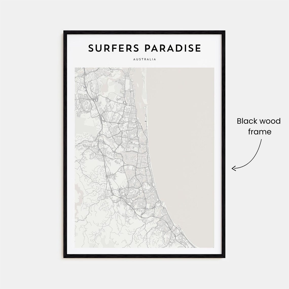 Surfers Paradise Australia Minimalist City Map Travel Poster - Image 3