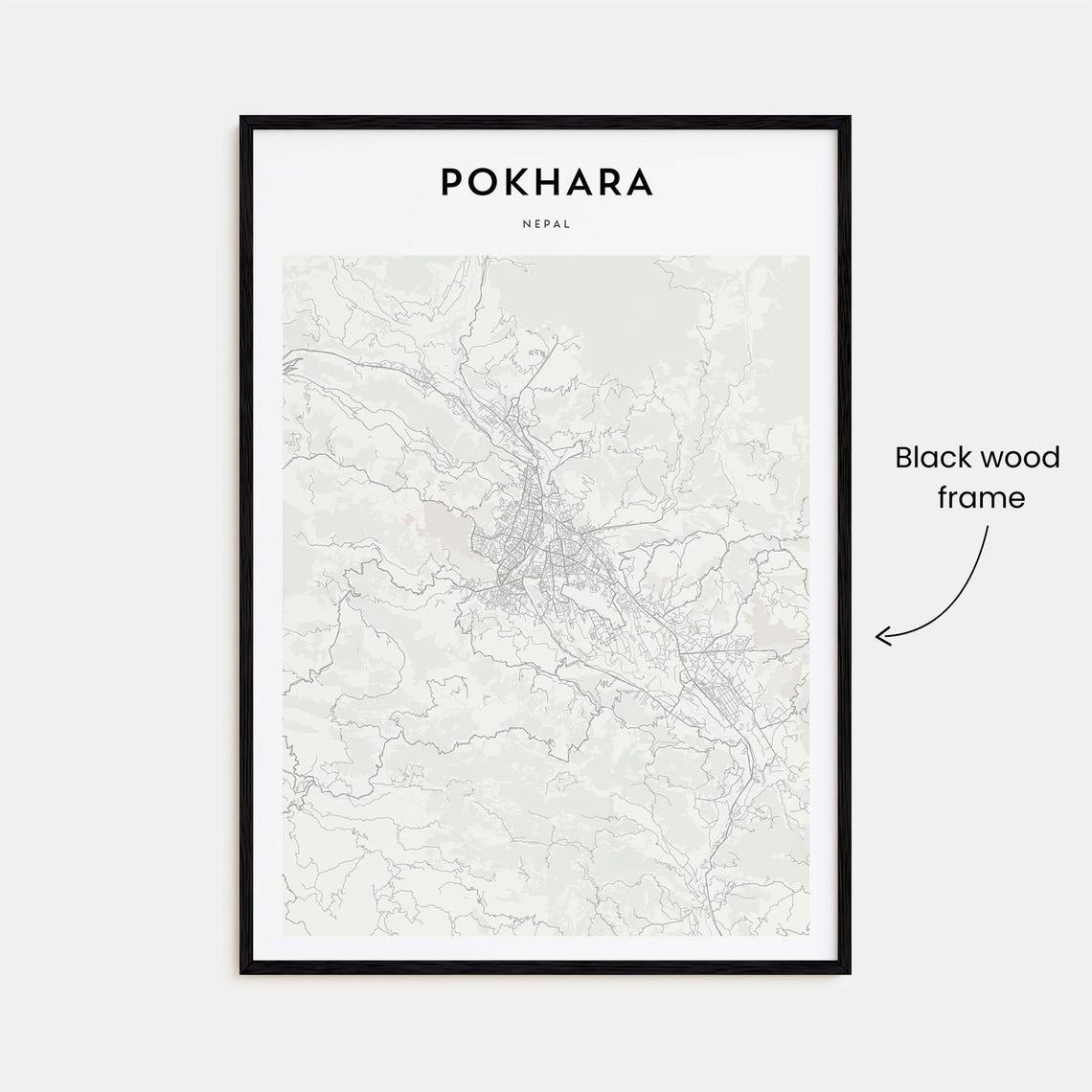 Pokhara Nepal Minimalist City Street Map Poster Himalayan Travel Decor - Image 3