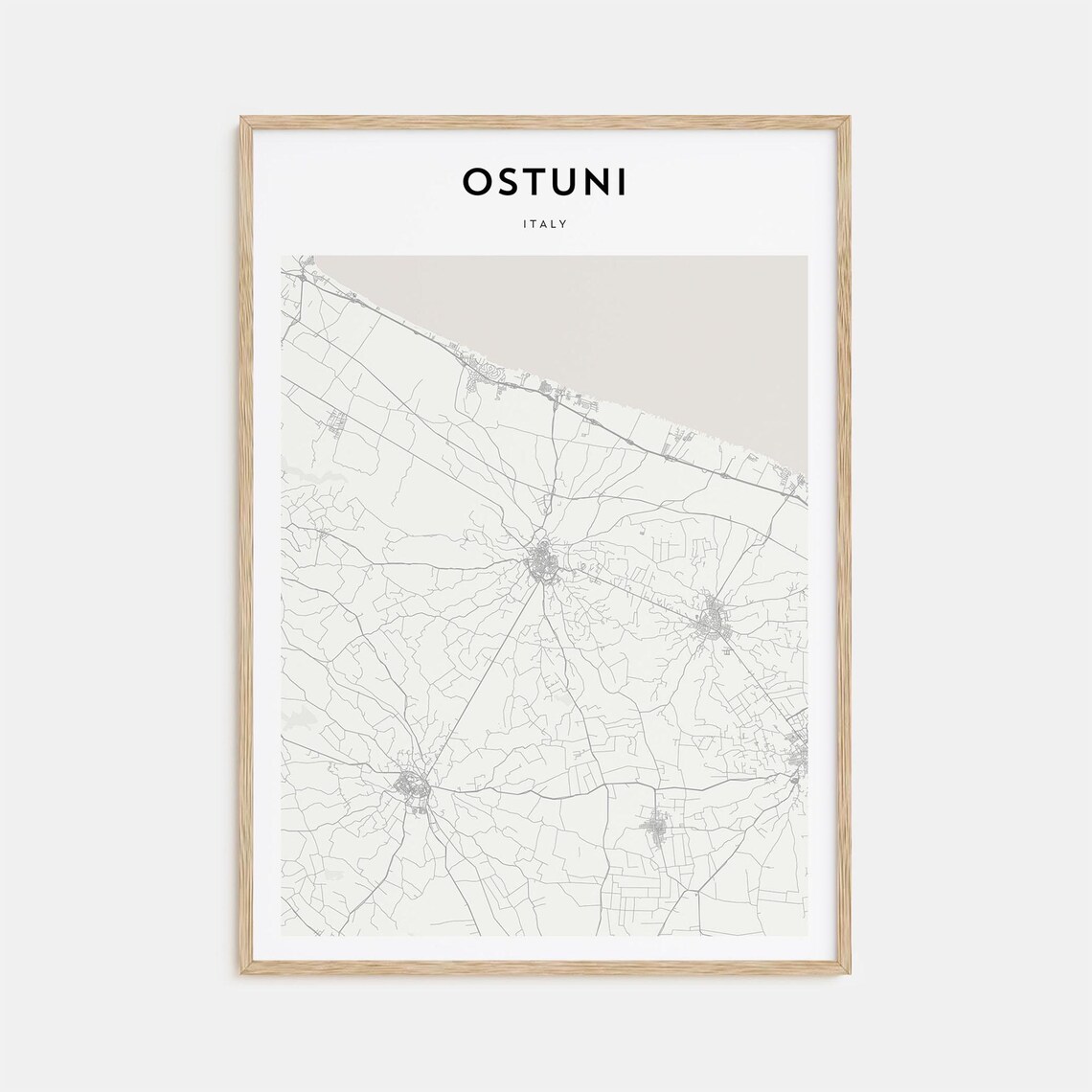 Ostuni Puglia Italy Minimalist Street Map Town Travel Art Poster