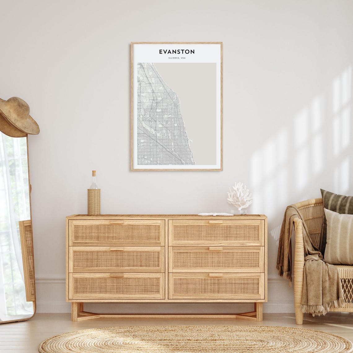 Evanston Illinois Minimalist City Street Map Poster Lakefront Decor - Image 4