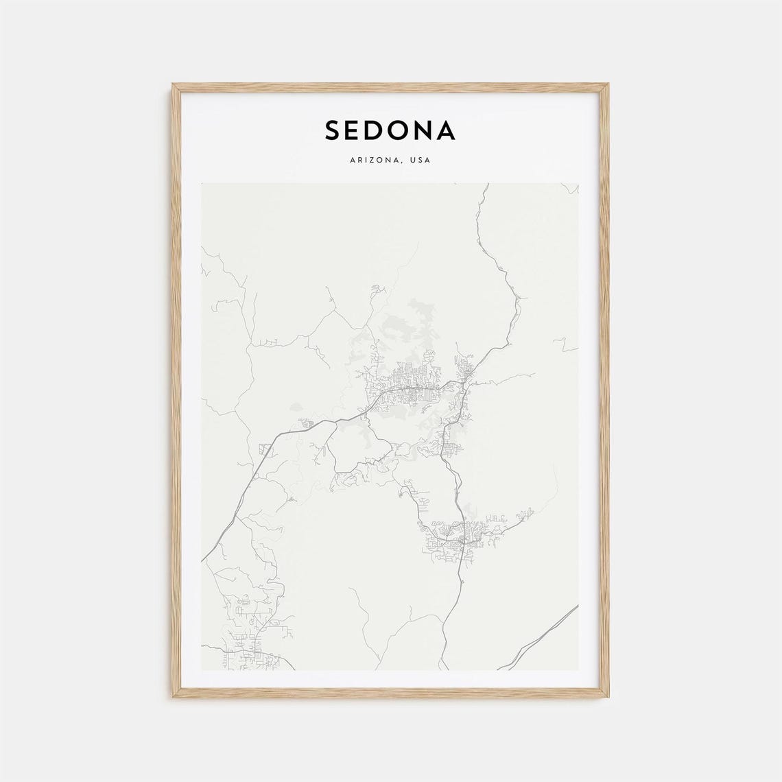 Sedona Arizona Desert City Minimalist Street Map Poster with Bold Type