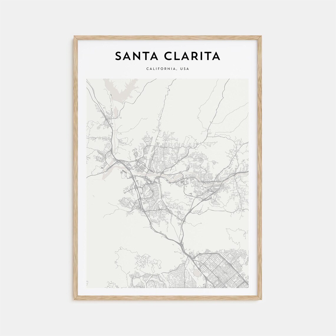 Santa Clarita California Street Map Poster Minimalist Modern Decor