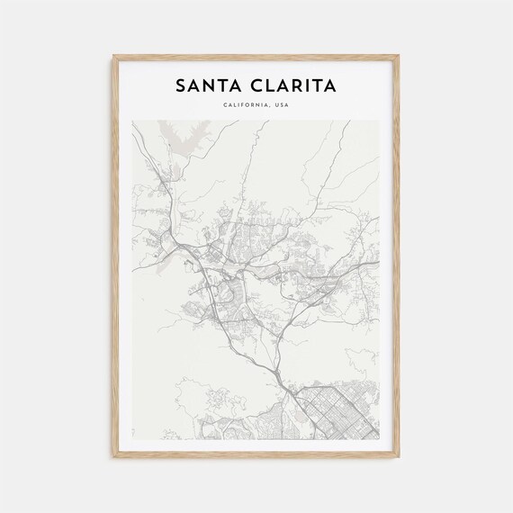 Santa Clarita California Street Map Poster Minimalist Modern Decor