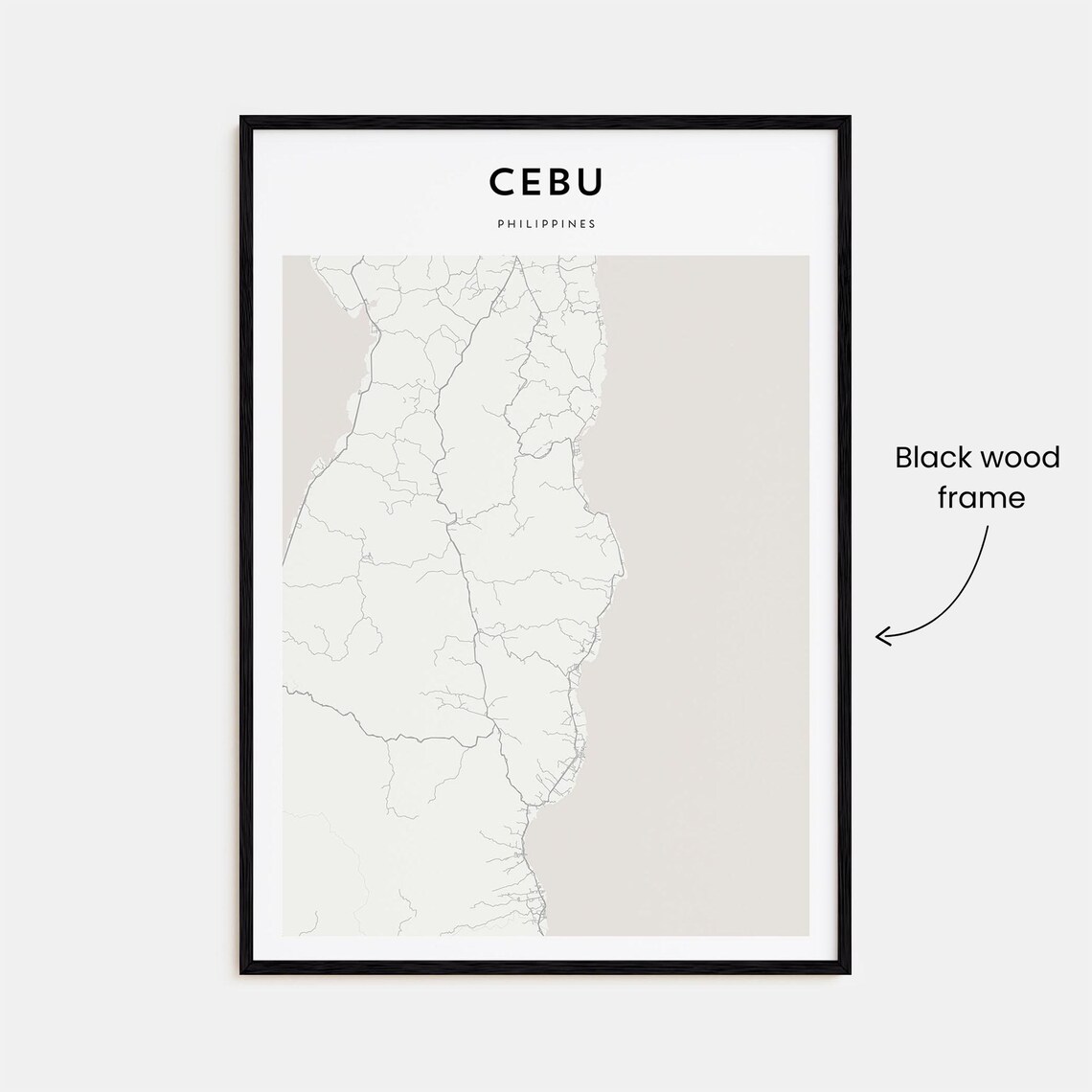Cebu Philippines Minimalist Island Province Street Map Wall Art - Image 3