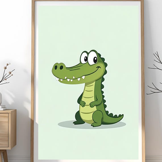 Crocodile Nursery Print Jungle Animal Wall Art Safari Baby Room Decor Poster