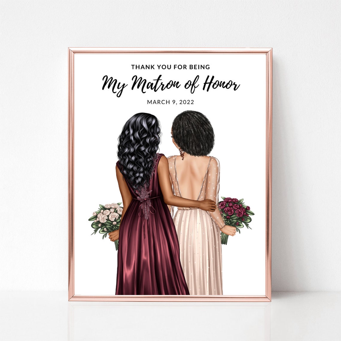 Thank You For Being My Bridesmaid Wedding Day Keepsake Portrait Poster - Image 2