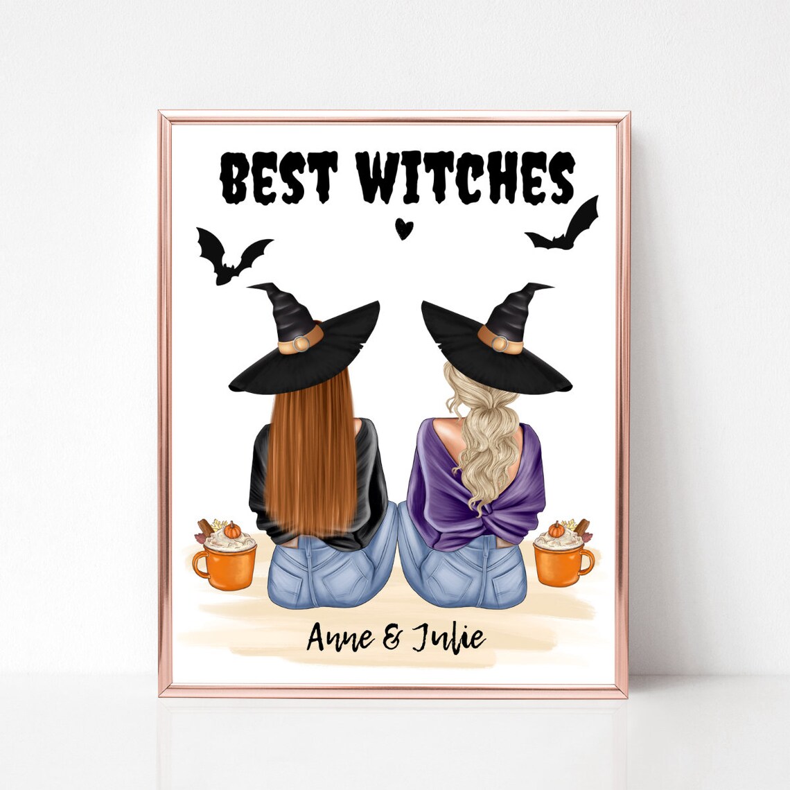 Best Witches Pumpkin Spice Halloween Best Friends Fall Art Poster - Image 3