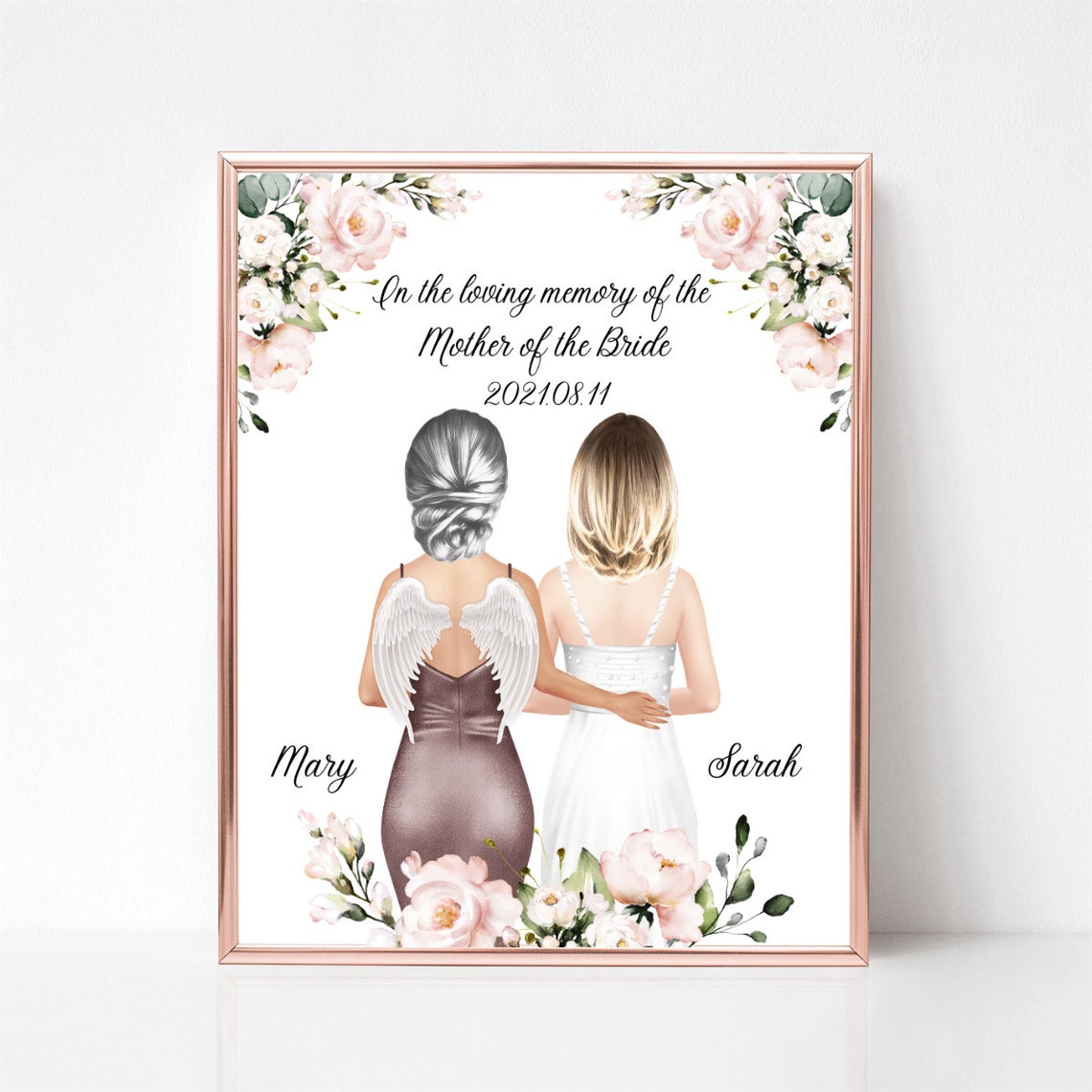 Mother Of The Bride Memorial Print Wedding Parent Print Custom Wedding Memorial Picture Mother Of The Bride Print Mother In Heaven