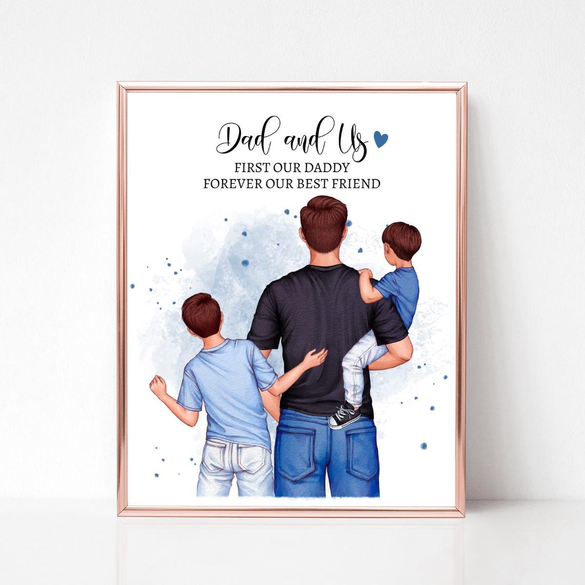 Dad With Two Kids From Behind Personalized Father's Day Poster - Image 3