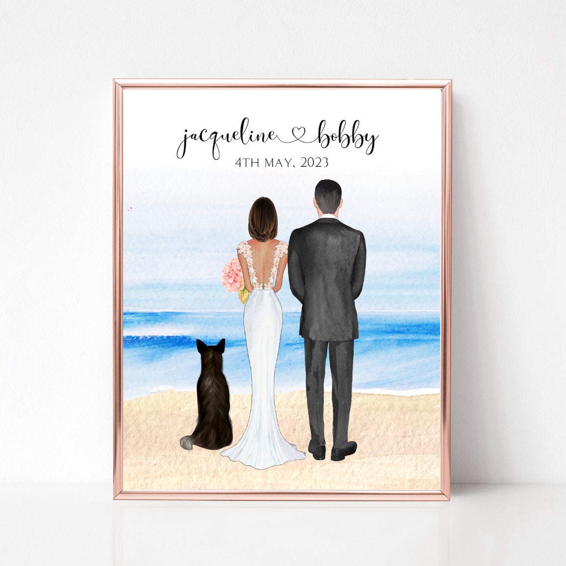 Personalized Wedding Couple Beach Portrait Keepsake Poster Gift