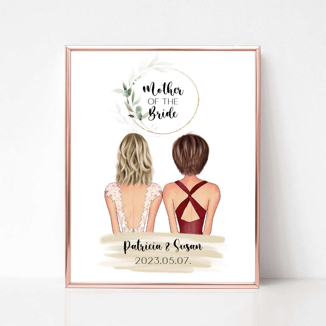 Mother of the Bride With Daughter Floral Wedding Date Poster - Image 2