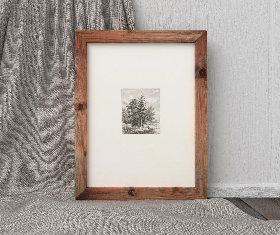 Tree Etching Vintage Landscape Sketch, Art Print - Image 3