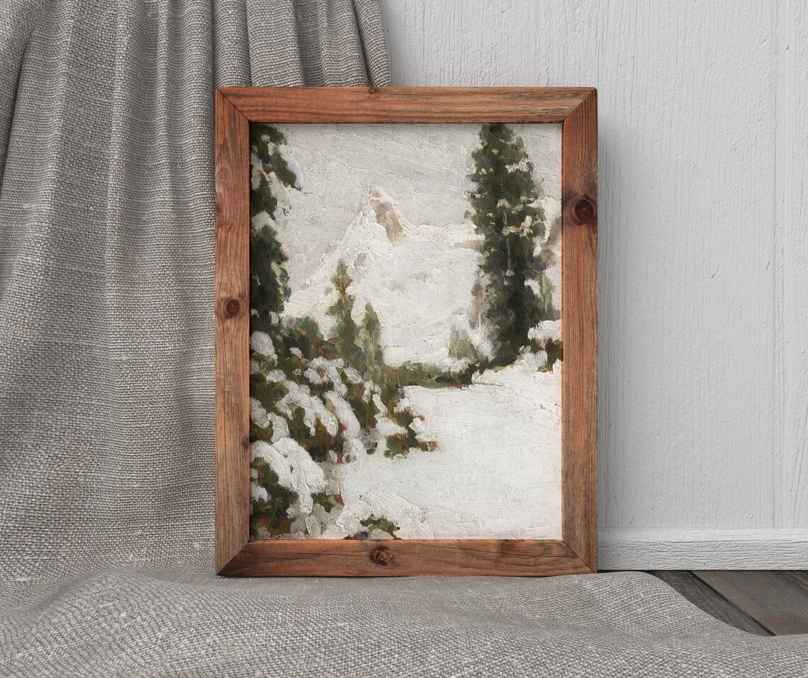 Cold Country Vintage Snowy Landscape Art Print - Image 4