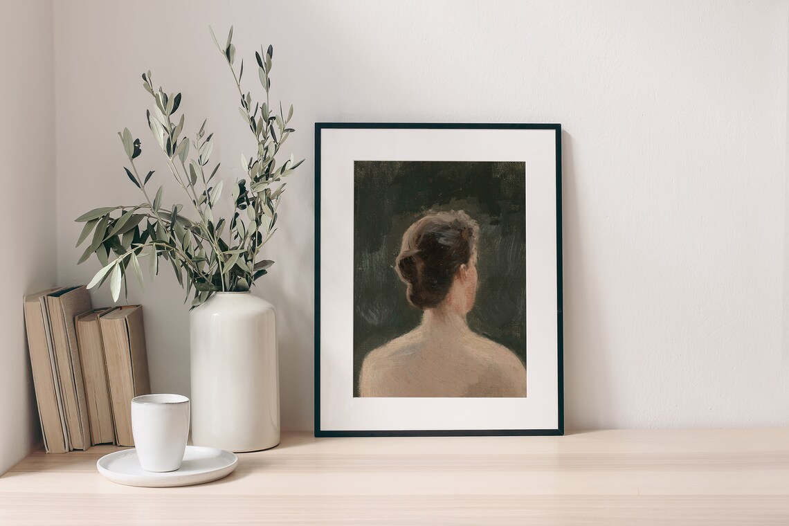 Back View Of A Woman Vintage Lady Portrait Art Print - Image 3