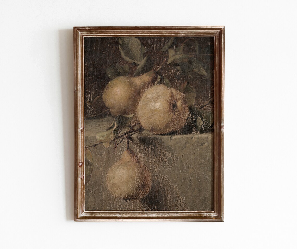 Rustic Pears Vintage Kitchen Decor Art Print