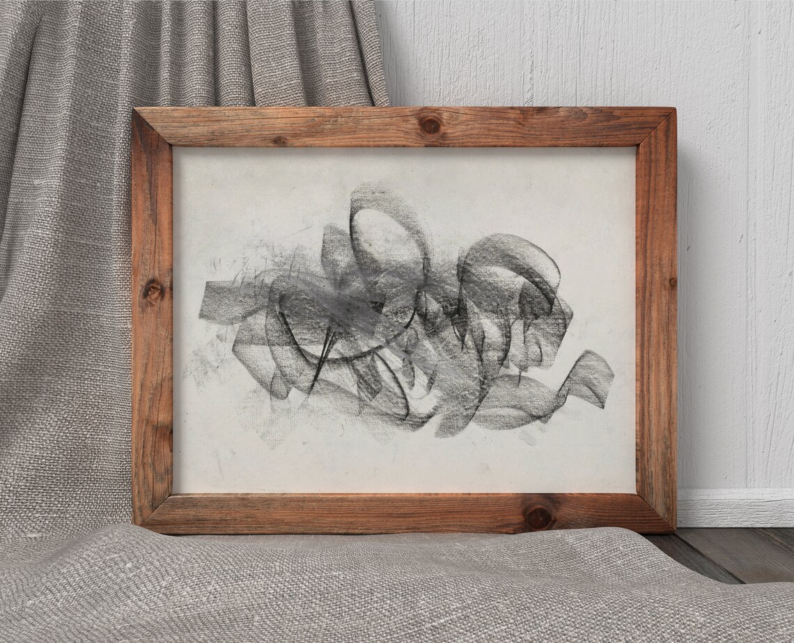 Chaos Vintage Abstract Charcoal Drawing Poster - Image 2