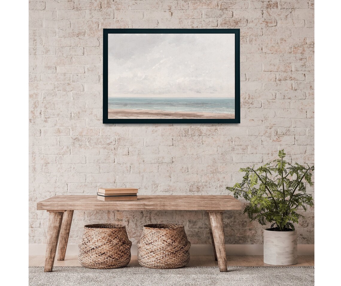 Muted Beachscape Vintage Coastal Nursery Art Print - Image 4