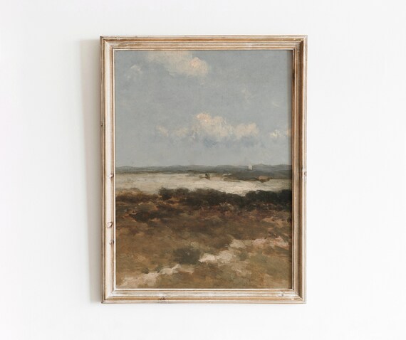 Dune Landscape Vintage Minimal Oil Painting Art Print