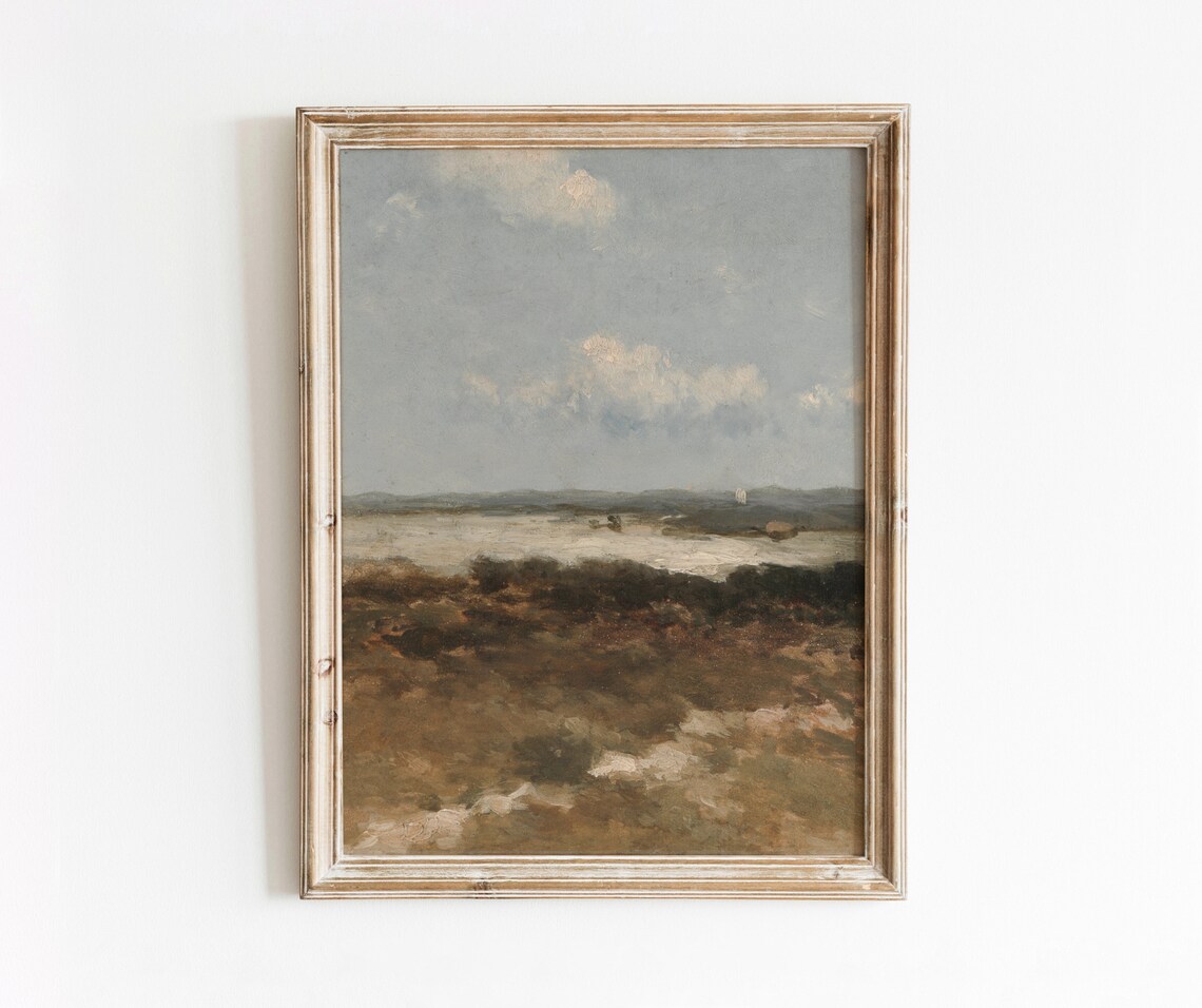 Dune Landscape Vintage Minimal Oil Painting Art Print