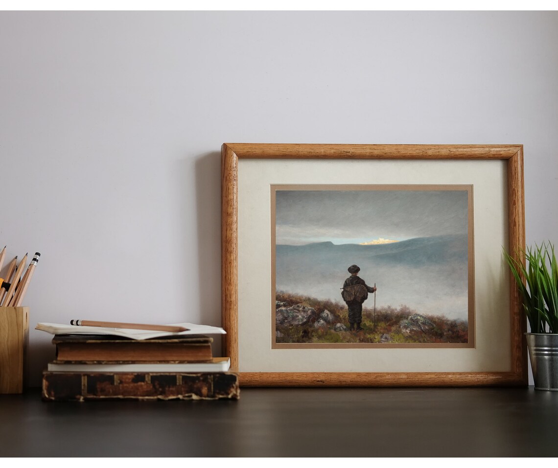 Adventurer Vintage Hiking Landscape Art Print - Image 2