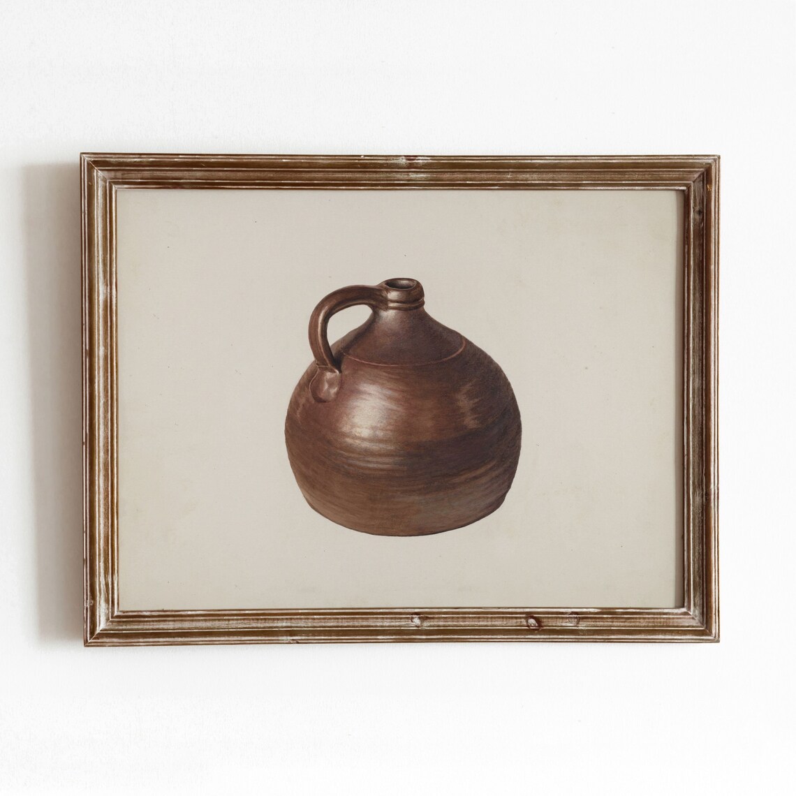 Brown Stone Jug Vintage Still Life Art Print