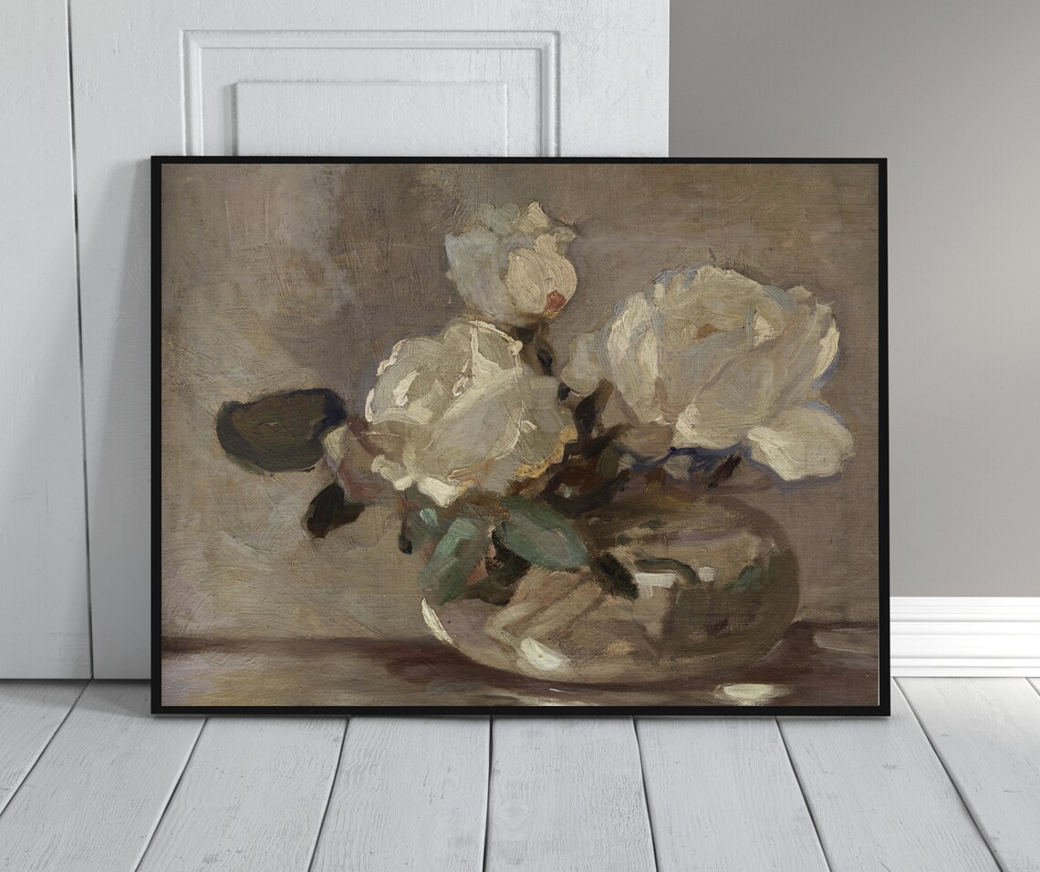 Flower Still Life Vintage White Flower Art Print - Image 3