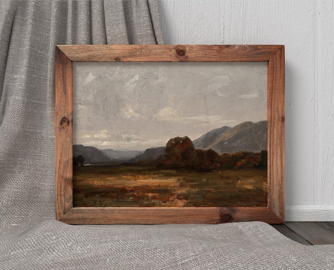 Dark Autumn Valley Mountains Moody Fall Landscape Oil Painting Poster - Image 3
