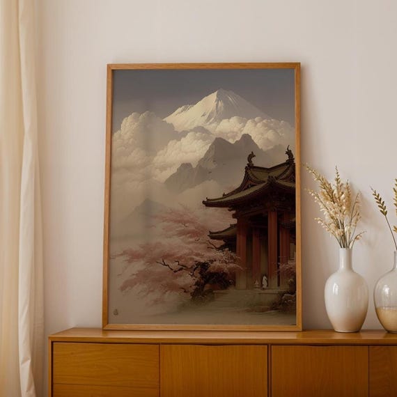 Japanese Zen Temple Wall Art Meditation Peaceful Japan Japandi