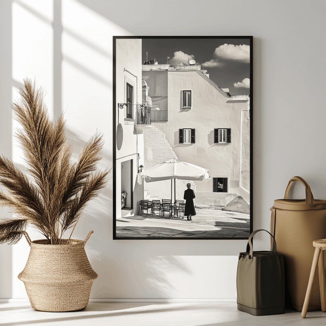 Italy Wall Art Black And White Italian Print Italian Landscape Print Mediterranean Travel Art Historic Italy Poster Architecture Photo - Image 2