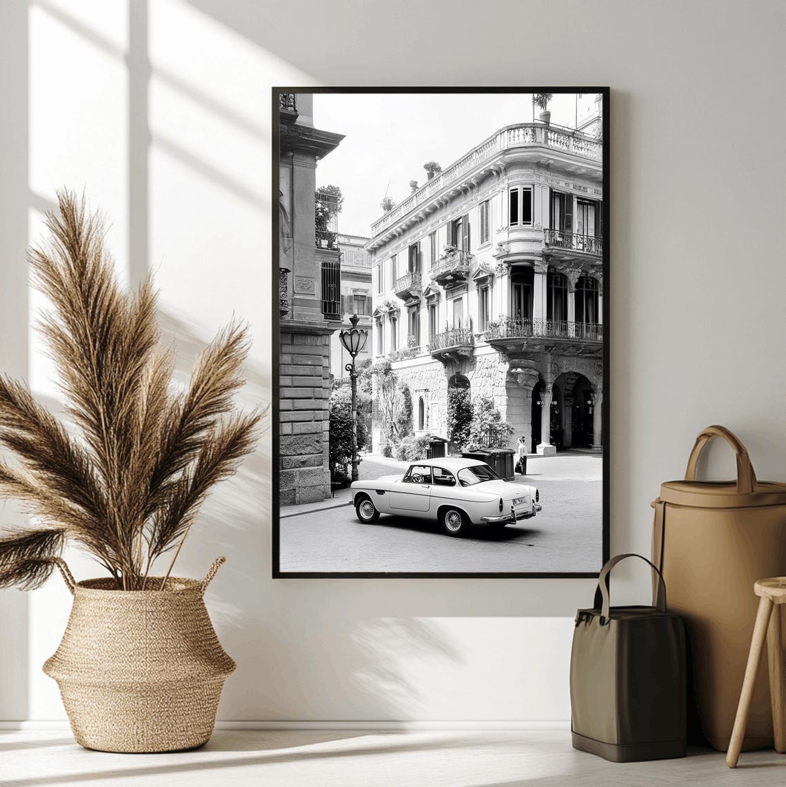 Italy Wall Art Black And White Italian Print Italian Landscape Print Mediterranean Travel Art Historic Italy Poster Architecture Photo - Image 2