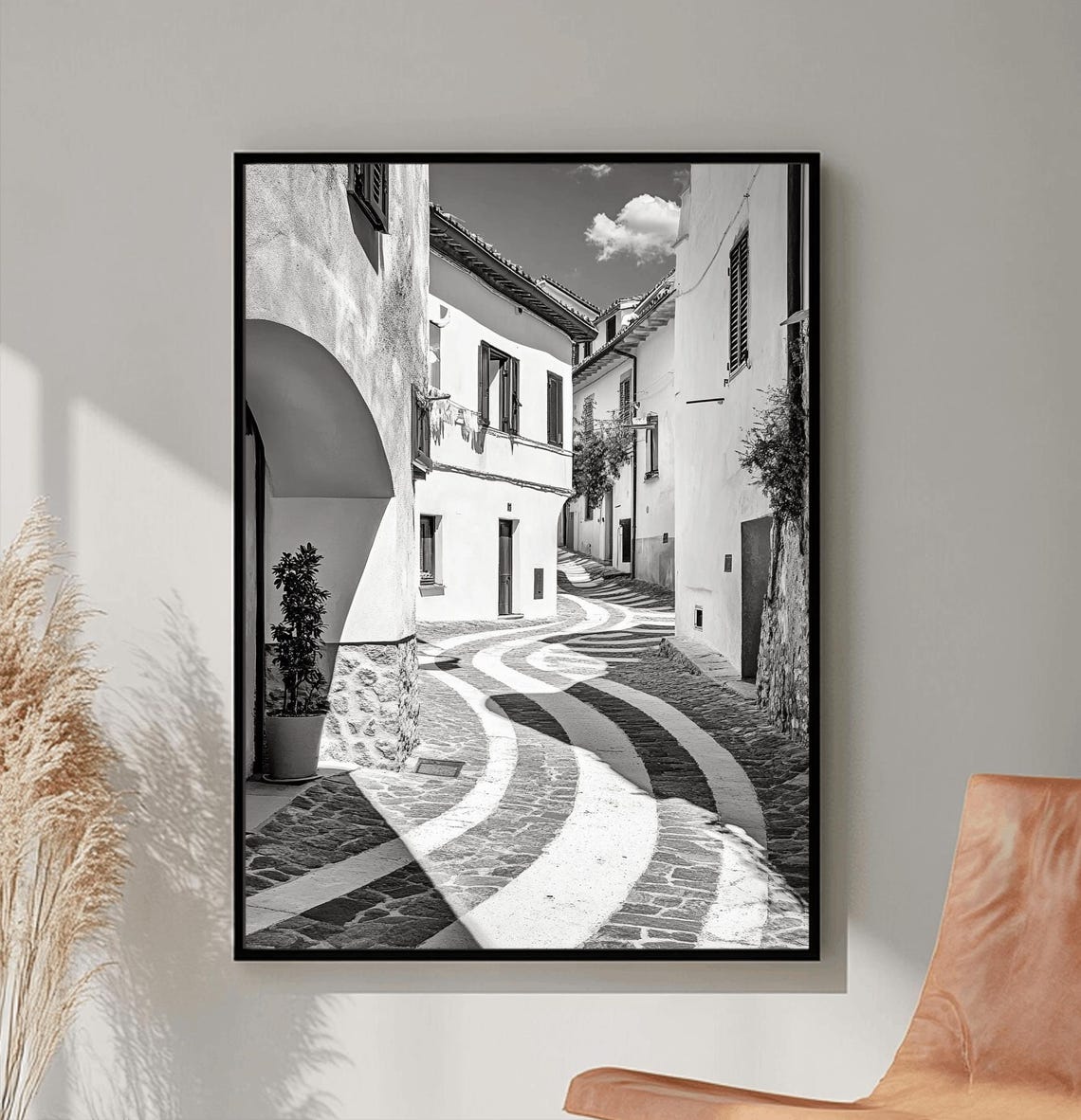 Italy Wall Art Black And White Italian Print Italian Landscape Print Mediterranean Travel Art Historic Italy Poster Architecture Photo - Image 3