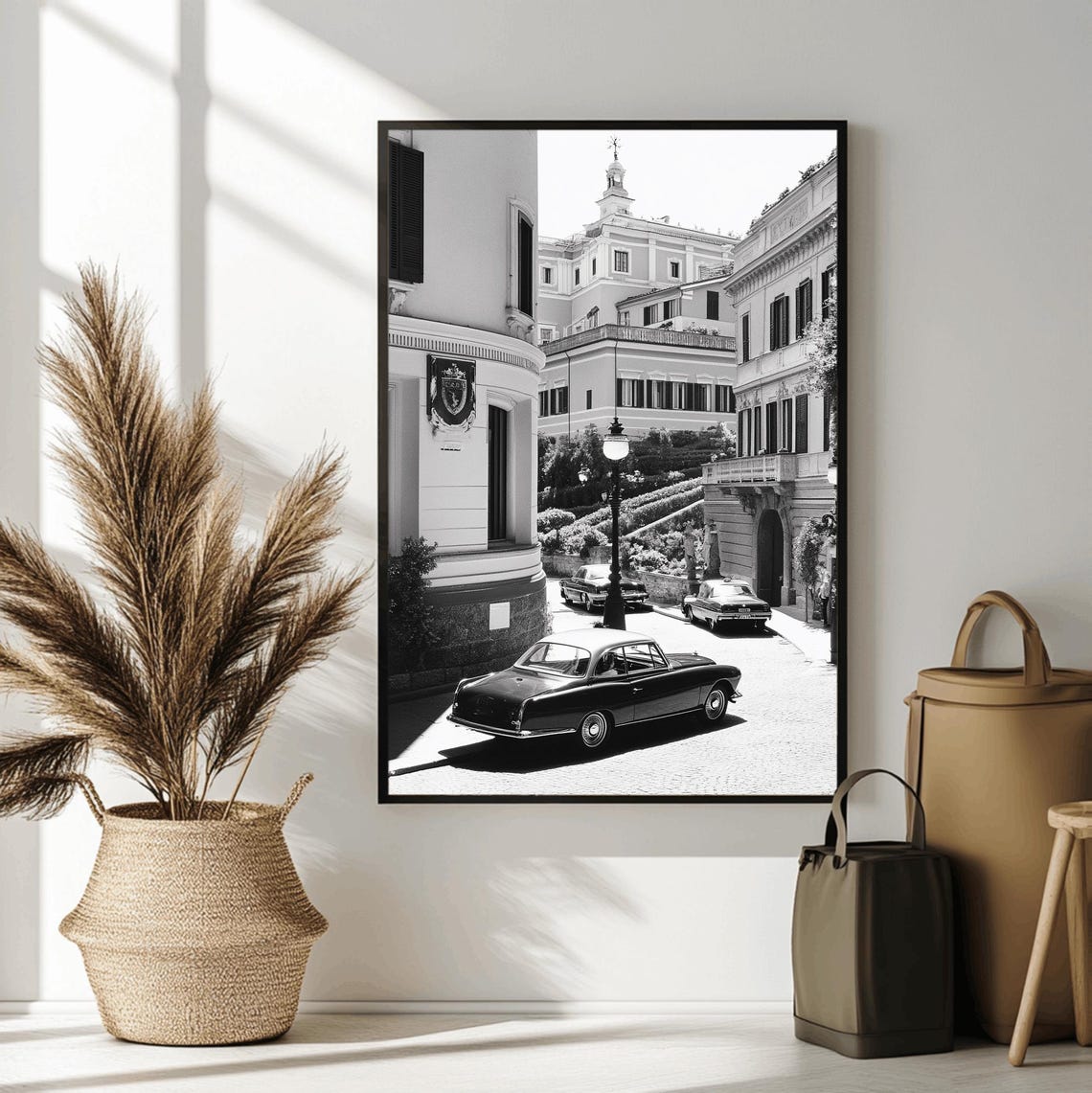 Italy Wall Art Black And White Italian Print Italian Landscape Print Mediterranean Travel Art Historic Italy Poster Architecture Photo - Image 2