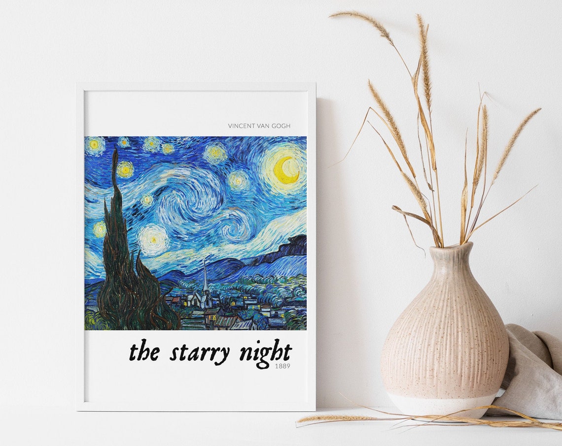 The Starry Night Vincent van Gogh Classic Masterpiece Art Poster - Image 2