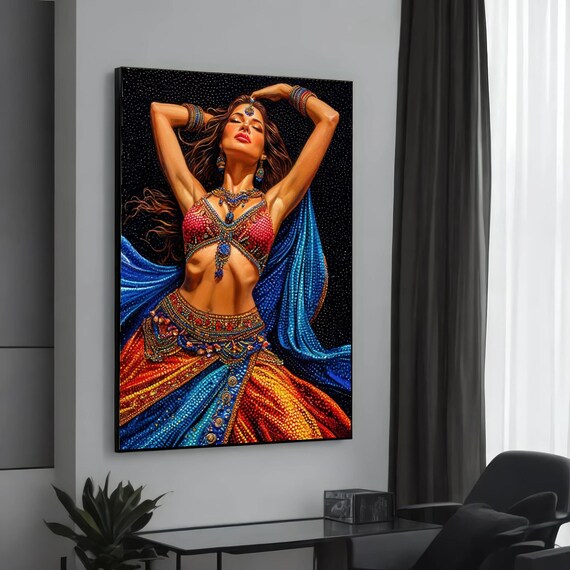 Vibrant Dancer Canvas Colorful Bollywood Art Woman In Traditional Attire Wall Design Ready To Hang Decoration