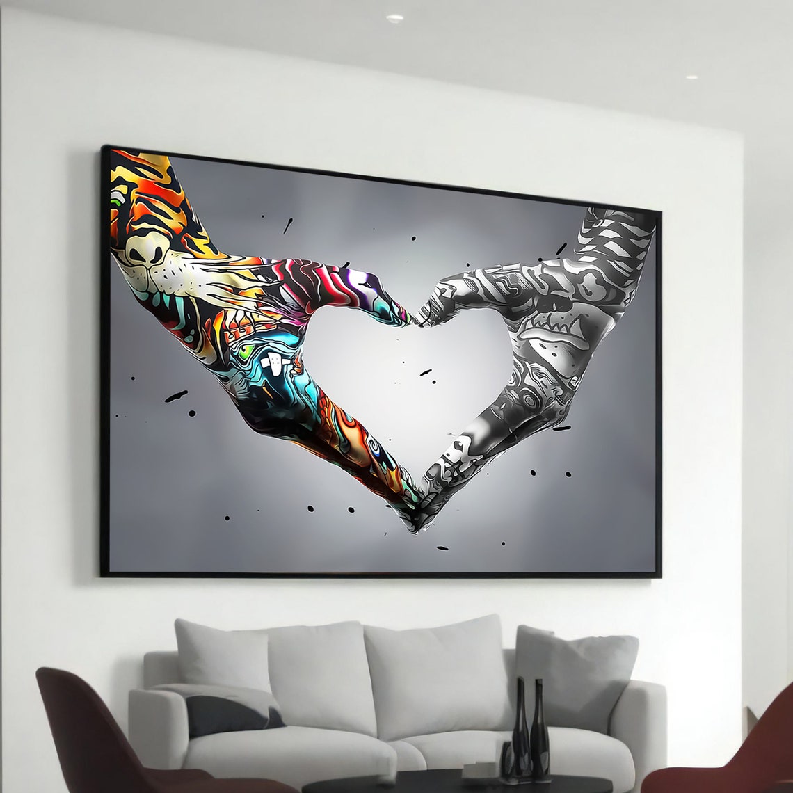 Graffiti Heart Hands Tattooed Arms Love Symbol Bold Urban Poster