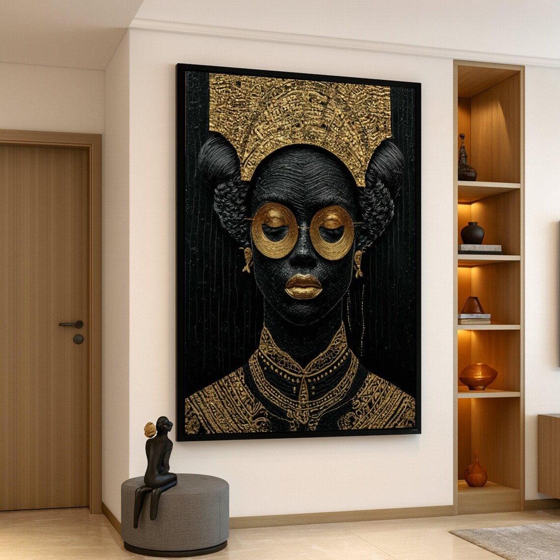 Elegant African Woman Portrait, Modern Wall Art Print