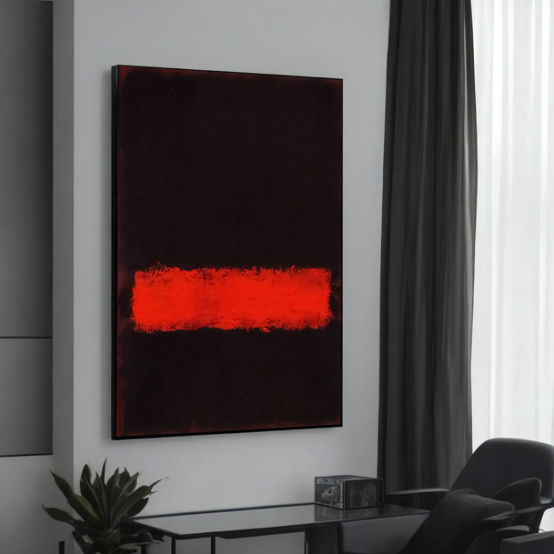 Mark Rothko Bold Red And Black Abstract Canvas Painting Modern Minimalist Art Striking Wall Decor Gift