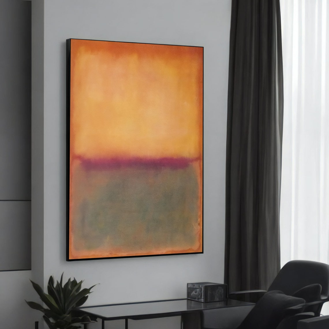 Rothko Style Sunset Orange Green Color Field Abstract Art Poster