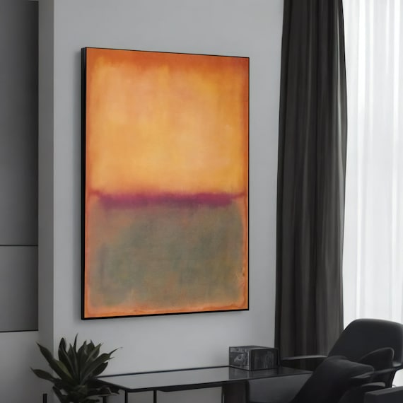 Mark Rothko Sunset Orange And Soft Green Abstract Canvas Painting Modern Art For Living Room Tranquil Wall Decor Gift