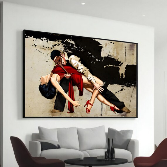 Passionate Tango Dancers Canvas Painting Elegant Wall Art For Living Room Or Dance Studio Decor Ideal Gift Lovers