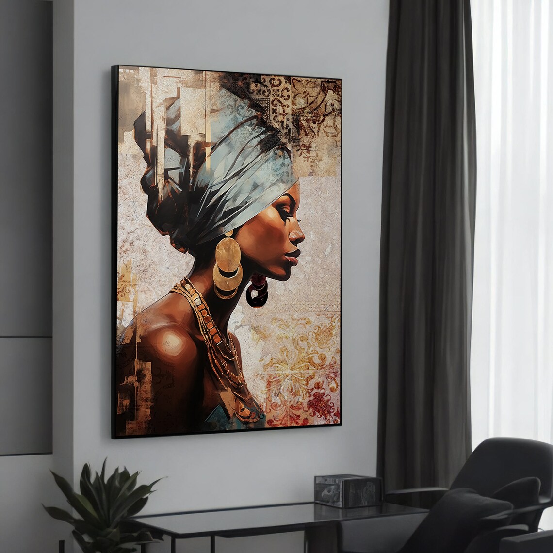 Elegant African Woman With Turban, Art Print