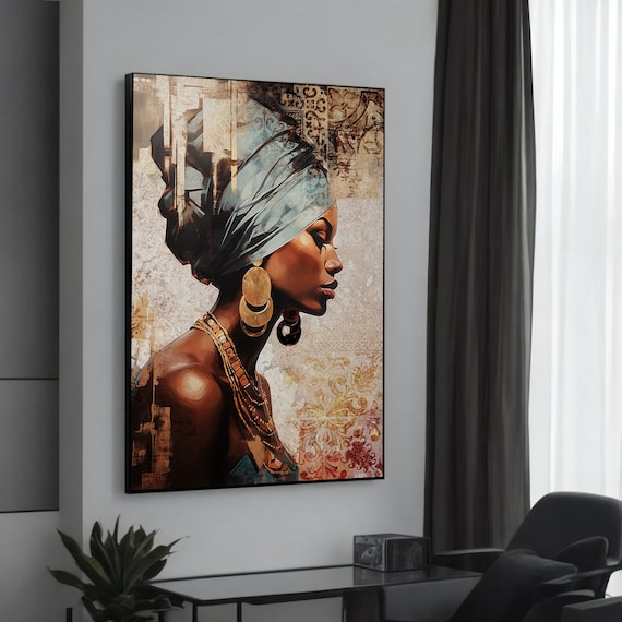 Elegant African Woman With Turban, Art Print