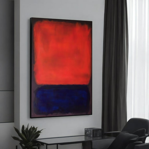 Mark Rothko Bold Red And Blue Abstract Canvas Painting Modern Art For Living Room Striking Wall Decor Gift