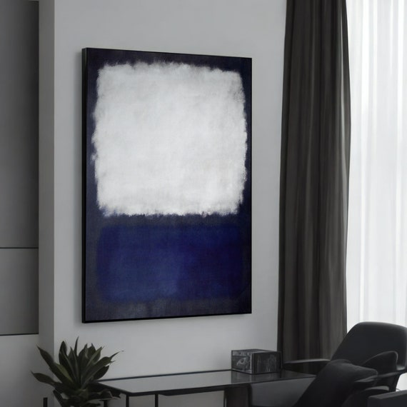 Blue And White Abstract Canvas Painting By Mark Rothko Modern Wall Art For Contemporary Home Decor Unique Gift Ready To Hang