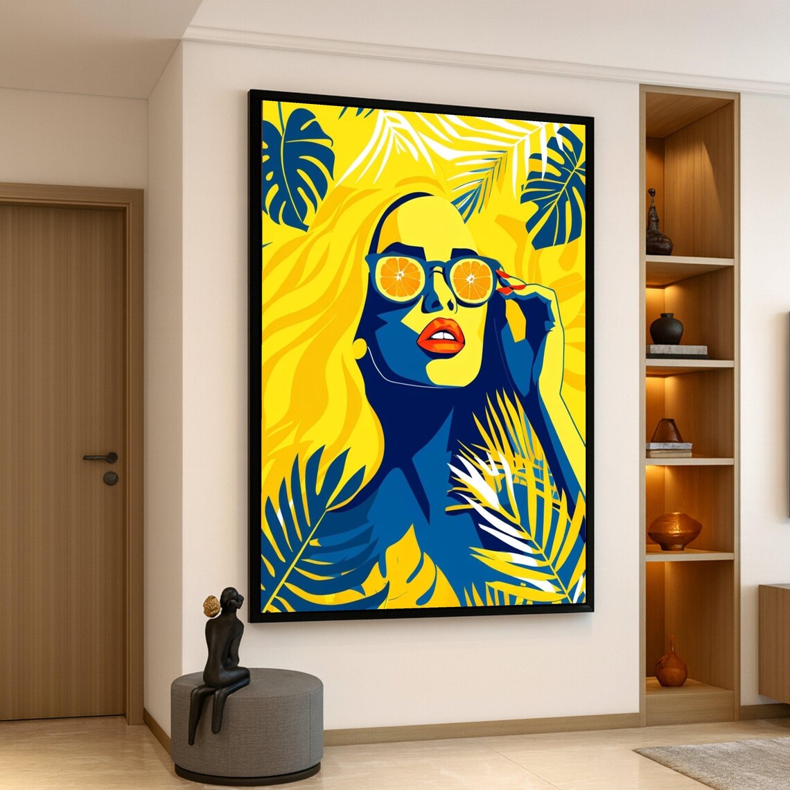 Tropical Pop Art Woman Orange Slice Sunglasses Summer Wall Poster