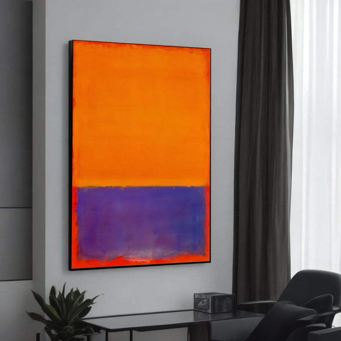 Vibrant Orange Purple Abstract Color Field Bold Modern Poster