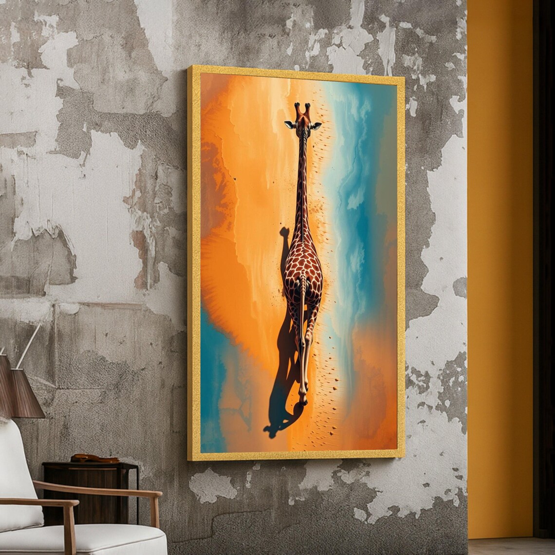 Majestic Giraffe Walking Aerial Safari Art Print